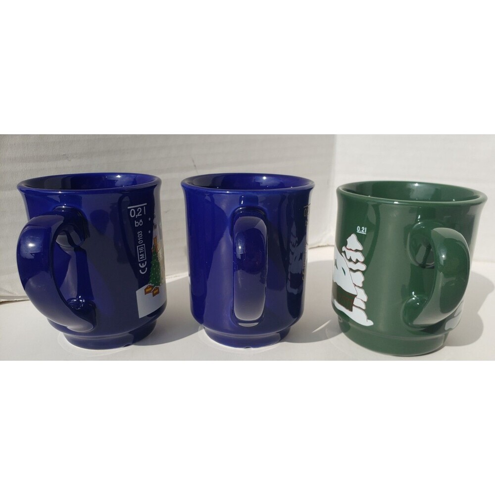 Weihnachtsmarkt Christmas Market Germany Lot Of 3 Coffee Mug Cup Green Blue EUC - Picture 11 of 15
